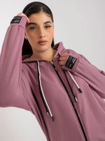 Dusty pink plus size zippered sweatshirt with print on the back