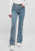 Women's Highwaist Straight Slit Denim Pants - Blue