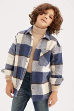 DEFACTO Boy Oversize Fit Polo Neck Flannel Long Sleeve Shirt