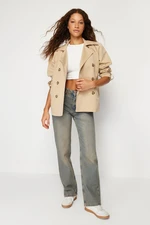 Trendyol Beige Double Breasted Oversize Wide Cut Trench Coat