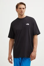 Bavlnené tričko The North Face M S/S Essential Oversize Tee pánske, čierna farba, s potlačou, NF0A87NRJK31