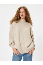 Koton Knitwear Tunic Sweater Oversize Stand Collar Pocket Detail Long Sleeve