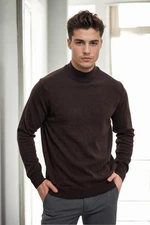 64721 Dewberry Half Turtleneck Woolen Mens Knit Sweater-COFFEE