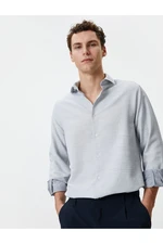 Koton Slim Fit Shirt Half Italian Collar Buttoned Long Sleeve