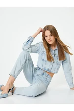 Koton High Waist Jeans with Short Leg Pockets - Mom Jeans