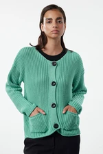 Trendyol Green Wide Pattern Thick Basic Knitwear Cardigan