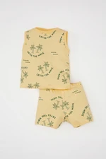 DEFACTO Baby Boy 2-Piece Set Palm Tree Patterned Sleeveless T-Shirt Shorts