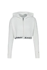 Tommy Jeans Cardigan - TJW BXY CROP ZIP WAI white