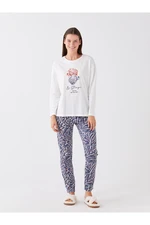 LC Waikiki Crew Neck Printed Long Sleeve Women's Pajama Set