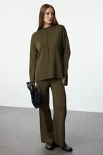 Trendyol Khaki Sweater Trousers Knitwear Bottom-Top Set