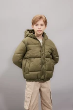 DEFACTO Boy's Water Repellent Hooded Zippered Snap Closure Pocket Coat