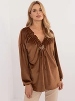 Light brown velor blouse large size