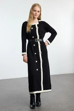 Trendyol Black Belted Knit Color Block Dress