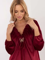 Burgundy velour blouse large size