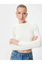 Koton Knitwear Crop Sweater Long Sleeve Hair Knit Textured