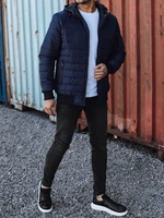 Men's transitional quilted jacket with hood dark blue Dstreet