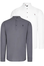 DOUBLE SET G783 DEWBERRY JUDGE COLLAR SHIRT-WHITE-ANTHRACITE