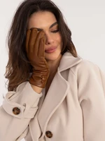 Light brown women's gloves made of eco-leather