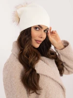 Ecru winter hat with pompom RUE PARIS