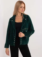 Dark green alpaca jacket with zippers