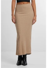 Women's ribbed skirt with high slit beige