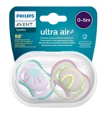 PHILIPS AVENT Cumlík Ultra air obrázok 0-6m dievča (dúha) 2 ks