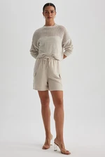 DEFACTO High Waist Short Leg Linen Blended Shorts