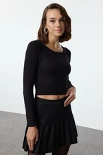 Trendyol Black Bow Detailed Fitted/Body-Smoothing Knitted Blouse