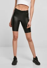 Women's synthetic leather cycling shorts black