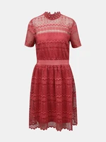 Pink lace dress with a stand-up collar VILA Nelly