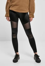 Women's Shiny Tech Mesh Leggings - Black