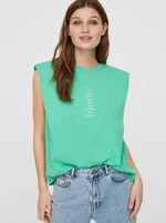 Light green T-shirt with inscription VERO MODA Hollie - Women