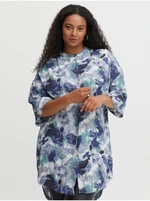 Blue Patterned Shirt with Extended Back Fransa - Women