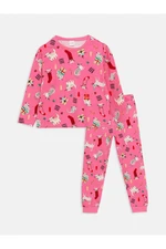 LC Waikiki Crew Neck Christmas Themed Long Sleeve Girls Kids Pajamas Set