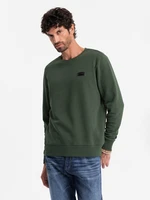 Ombre Men's non-stretch sweatshirt with metal pin - dark green