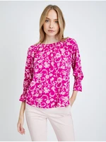 Dark Pink Flowered Blouse ORSAY - Women