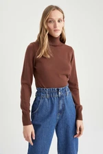 DEFACTO Relax Fit Turtleneck Cashmere Textured Extra Soft Basic Sweater