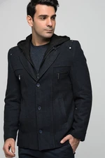 K7532 DEWBERRY MEN'S COAT-PATTERNED NAVY BLUE