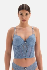 Dagi Blue Lace Detailed Bustier