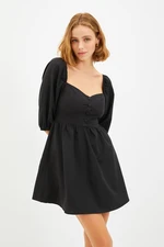 Trendyol Black Mini Waist Open Woven Balloon Sleeve Woven Dress