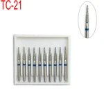 10Pcs/box Dental Diamond Burs Drill FG High Speed Burs Taper Conical End for Teeth Whitening Polishing 1.6mm TC-21