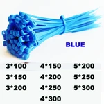 Self-Lock cable ties Plastic Nylon Wire ties Cable Zip Ties 3*100 3*150 3*200 4*150 BLUE 100pcs Nylon Ties Fasten Loop Cable