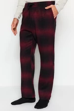 Trendyol pánske čierne kárované pohodlné flanelové pyžamové nohavice.