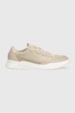 Kožené sneakers boty Tommy Hilfiger ELEVATED CUPSOLE LEATHER béžová barva, FM0FM04490