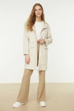 Trendyol Beige Hooded Woven Trench Coat with Adjustable Waist