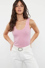 Trendyol Light Pink Fitted Pool Neck Ribbed Stretchy Knitted Undershirt