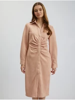 Light pink women's sheath dress in suede ORSAY