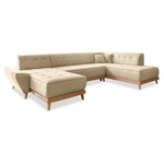 Beżowa rozkładana sofa w kształcie litery "U" Miuform Dazzling Daisy, prawostronna