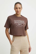 Bavlněné tričko Reebok Classic Archive Essentials hnědá barva, 100075642