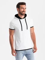 Ombre Casual men's cotton t-shirt with hood - white